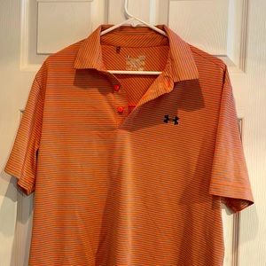 Under armour large polo. Orange and gray thin striped. Great condition
